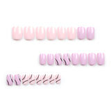 Solid color press on nails fake nails nails film short simple line press on nails sticker nails film wholesale｜365nails