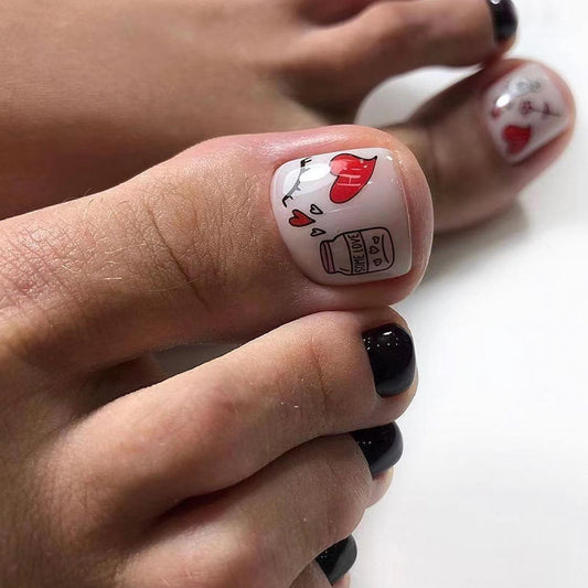 Sweet and cool solid color tanning love manicure Press-on toenails model press-on nails fake nails can be wholesale manicure 24 pieces｜365nails