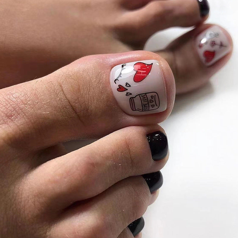 Sweet and cool solid color tanning love manicure Press-on toenails model press-on nails fake nails can be wholesale manicure 24 pieces｜365nails