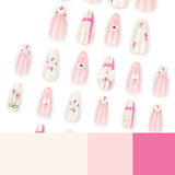 Uñas postizas con diseño de viento para niña, con diseño de almendras, fresas, extraíbles, producto terminado, venta al por mayor | 365nails