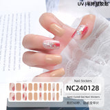 Semi-Cured Gel Nail Strips French Glitter Pink Sparkle Glossy Set (MOQ=3)