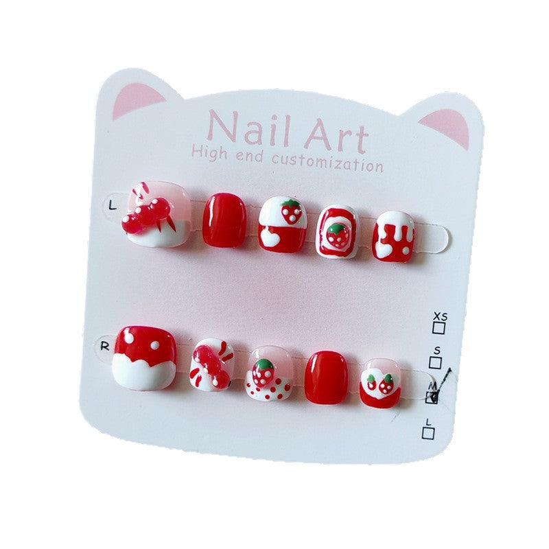 365Nails: "Strawberry Kuromi Sweet Bite" – Handmade Cute Short Square Press On Nails