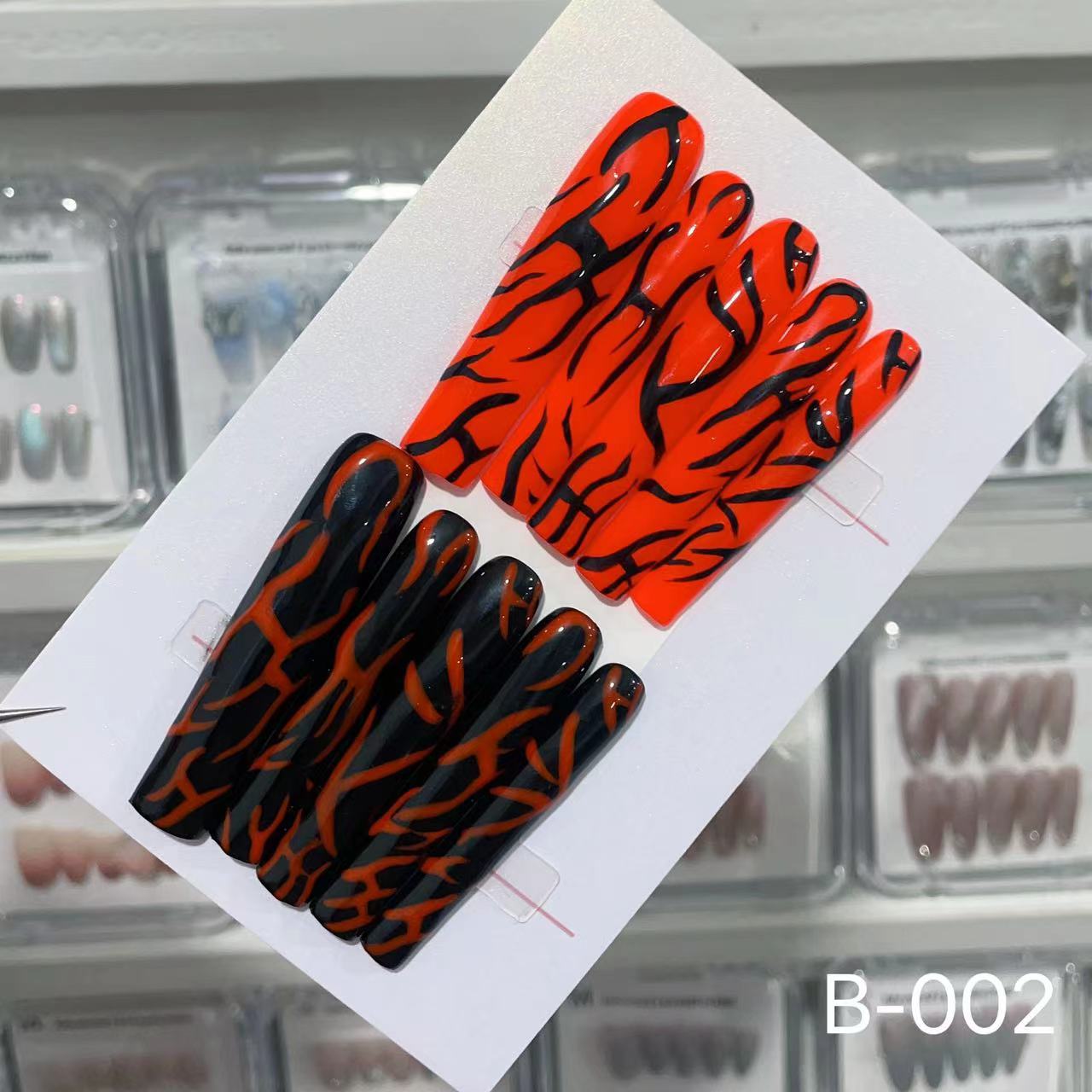 Extra Long 5.5cm Water Pipe Press-On Nails | Handmade Collection | Round Shape