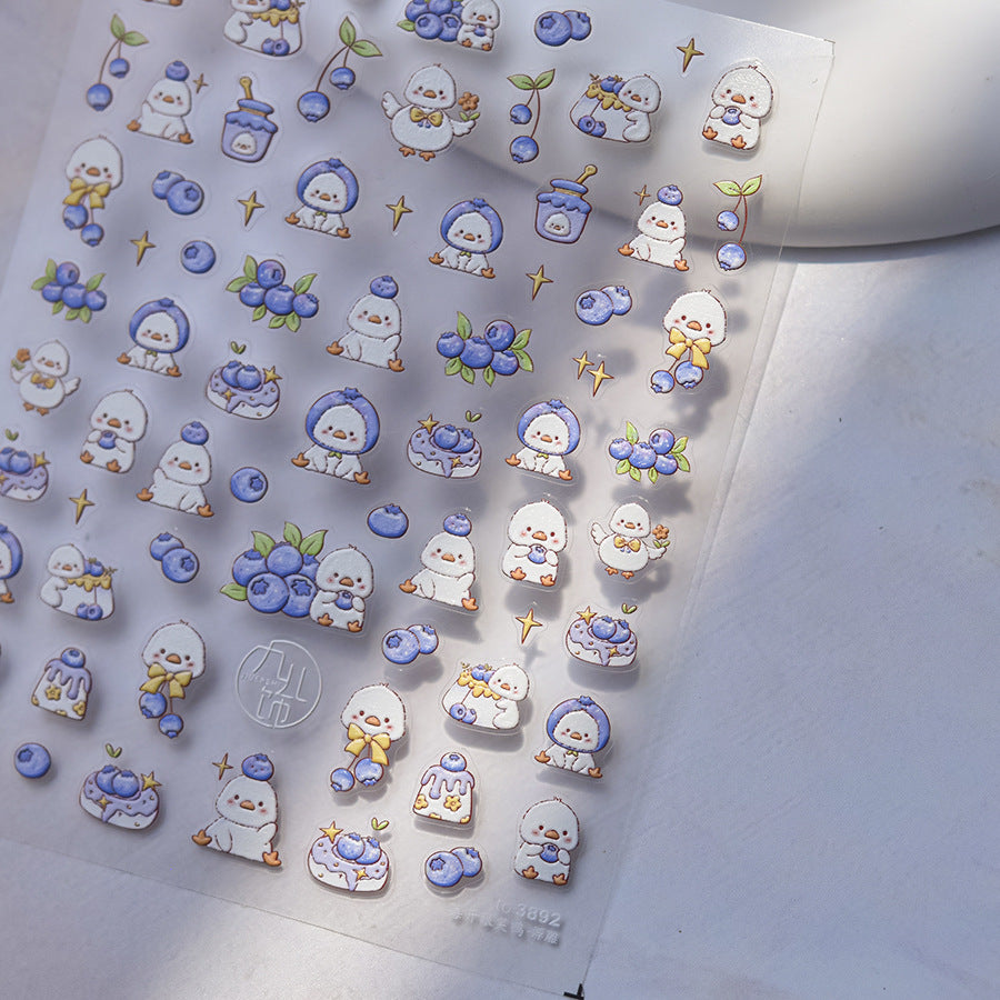 365nails: "Cute Blueberry Duck" – Sweet Cartoon Nail Stickers