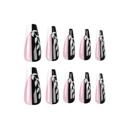 hot nail art wearing French  fake nail ballet nail art film press on nail｜365nails