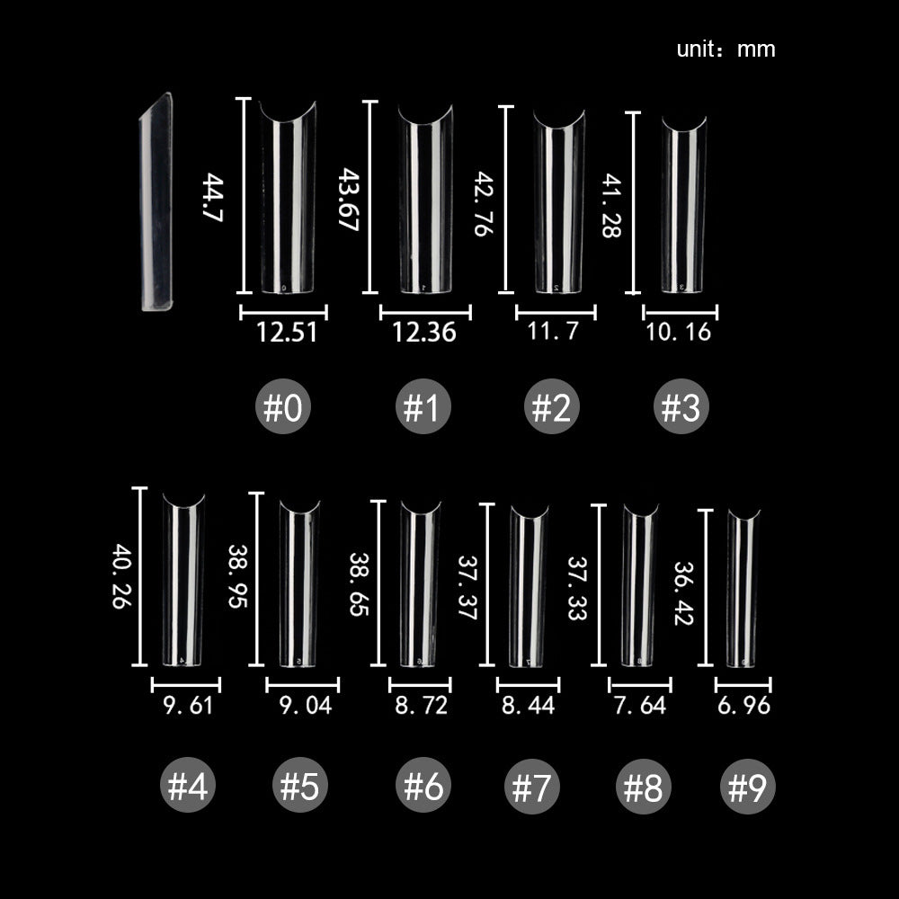Nail Tips long semi-sticker nail pieces 500 pieces, boxed light and extended French nail pieces, transparent color XXL water pipe nail pieces (MOQ=20)