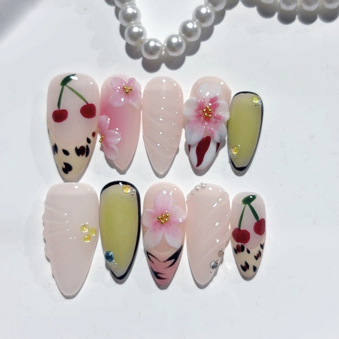 Fruit Fantasy: "Cherry Blossom" – Almond Press-Ons