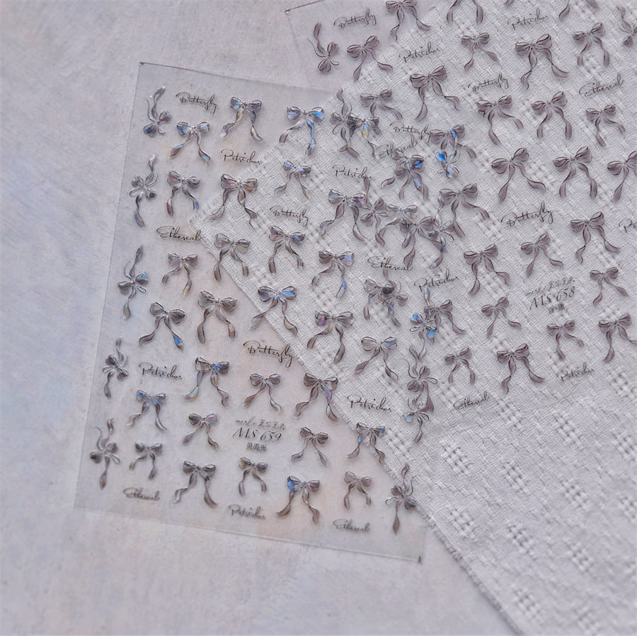 白色蝴蝶結浮雕系列：「永恆蝴蝶結」— 3D 浮雕甲貼