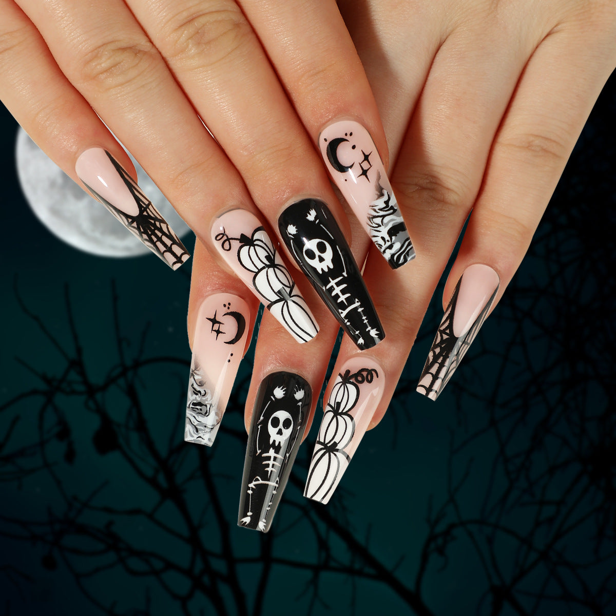 Halloween Wear Nail 3D Three-dimensional Nail Art False Nails  Spider Bat Nail Sheets Wholesale｜365nails
