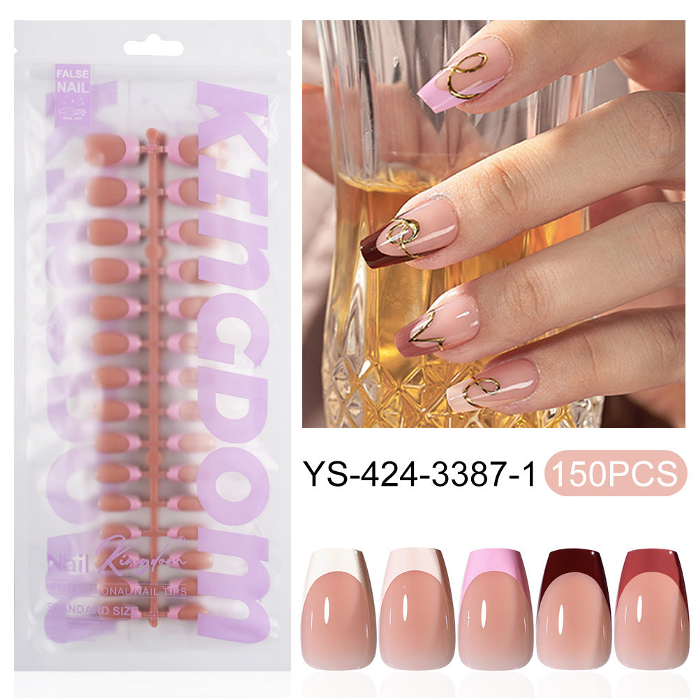 Nail Tips press on nails  explosion five-color French manicure glossy high-end square removable patch fake nail nail piece