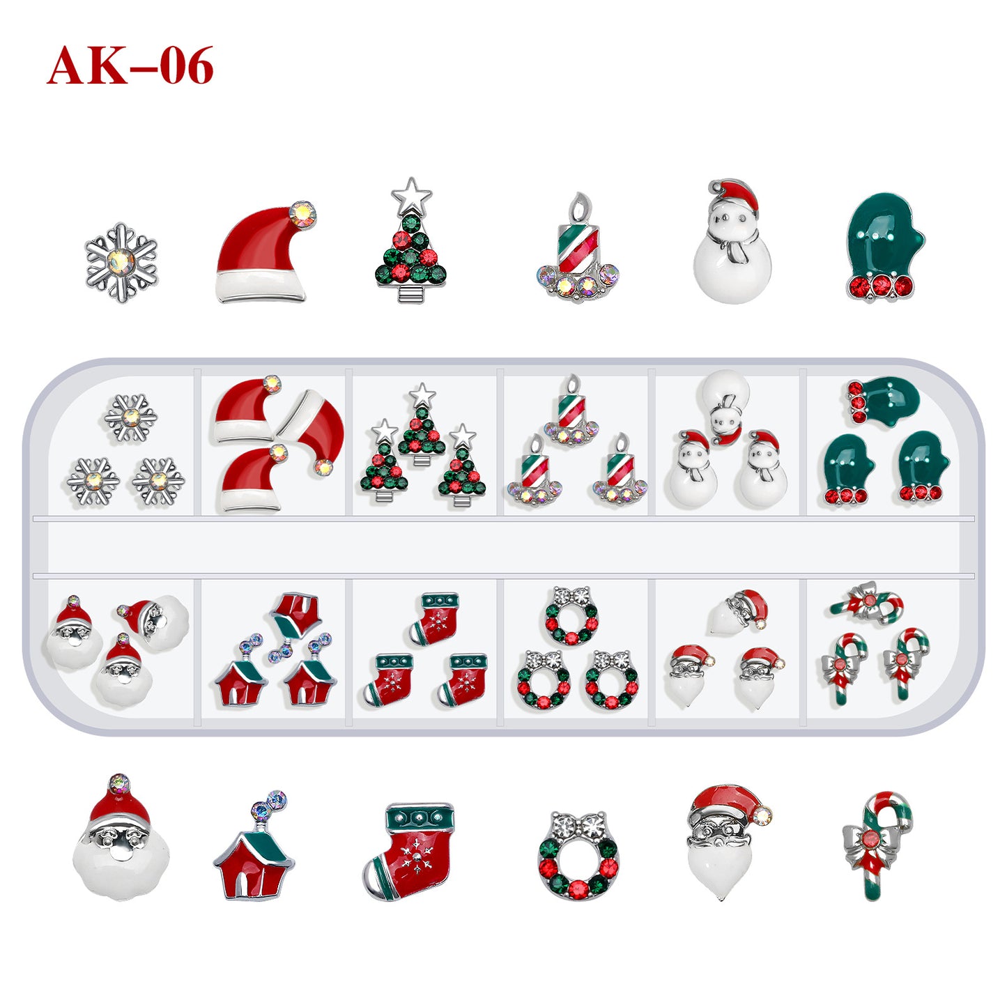 Christmas Alloy Nail Charms Set – 3D Festive Decorations for Holiday Nail Art (MOQ=3)