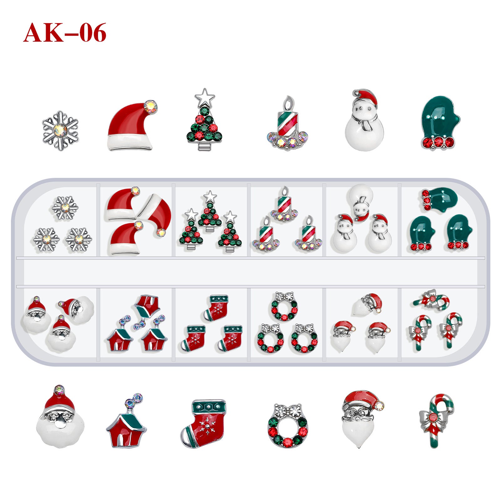Christmas Alloy Nail Charms Set – 3D Festive Decorations for Holiday Nail Art (MOQ=3)
