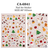 Christmas Themed Nail Art Sticker 5D Embossed Three-dimensional Santa Elk Nail Sticker Ornament CA