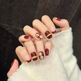 Red Floral Gold Chic Winter Nails