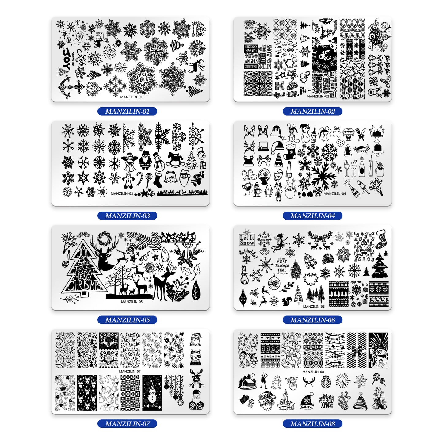 Christmas Nail Stamping Plate Set with Festive Holiday Designs (MOQ=3)
