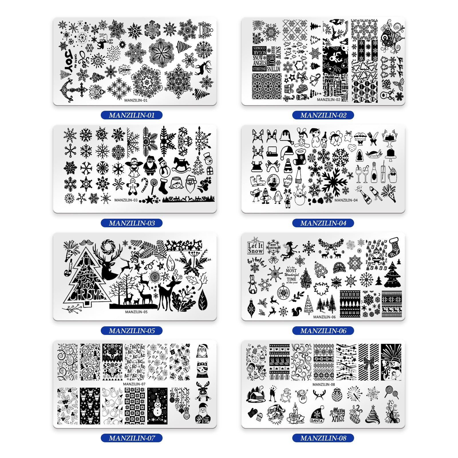 Christmas Nail Stamping Plate Set with Festive Holiday Designs (MOQ=3)