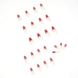 Uñas postizas rojas con prensa francesa, uñas postizas terminadas, parche para uñas, parche para uñas | 365nails