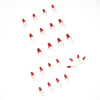 Fake Nail Red French Press on nail Wear Nail Art Finished Fake Nail Nail Patch Nail Patch｜365nails