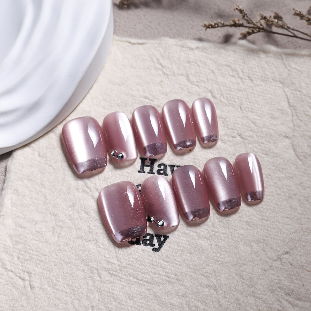 Soft Pink Cat Eye Glossy Minimal Press On Nails