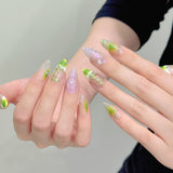 Fresh Green Leaf Jelly Press On Nails