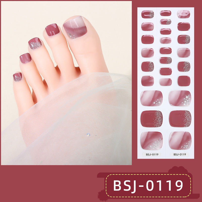 Semi-Cured Gel Nail Strips Glitter Pearl Gradient Sparkle Toe Design (MOQ=3)