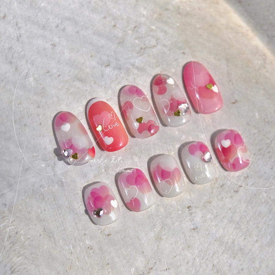 365nails: "Gradient Heart with Crystal Accent" – nail art stickers