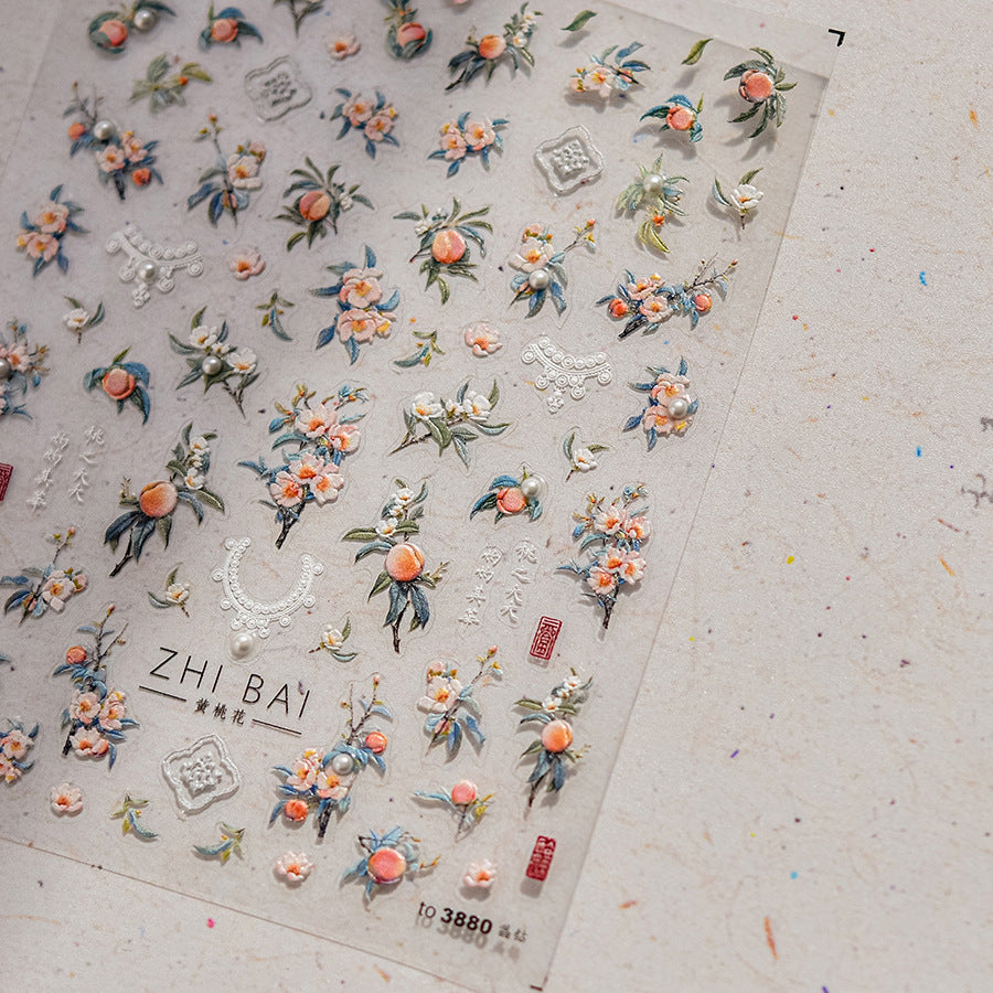 365nails: "Peach Blossom and Fruit" – nail art stickers