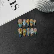 365nails: "로얄 블룸" – 3D 장식 수제 코핀형 네일