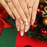 Unhas postiças, unhas postiças, decoração de Natal, coleção finalizada, adesivo de unha, vendas de fábrica｜365nails