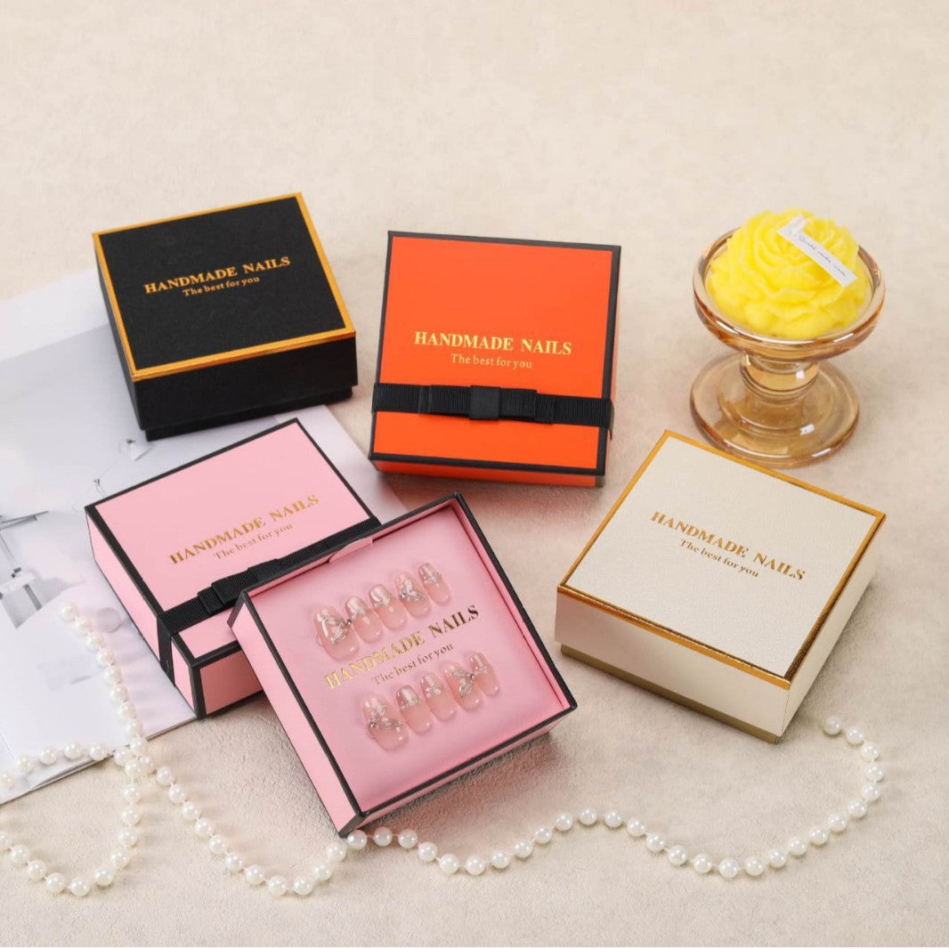 Press-On Nails Gift Box Packaging | HANDMADE NAILS Premium Box | Multi-Color & Custom Logo Available（MOQ=10PCS）