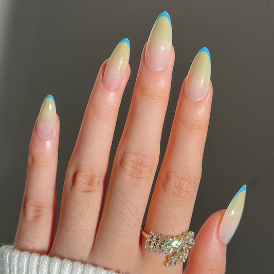 nails piece wholesale Press on nails, French blue edge gradual change Press on nails piece wholesale Press onable nails fake nails｜365nails