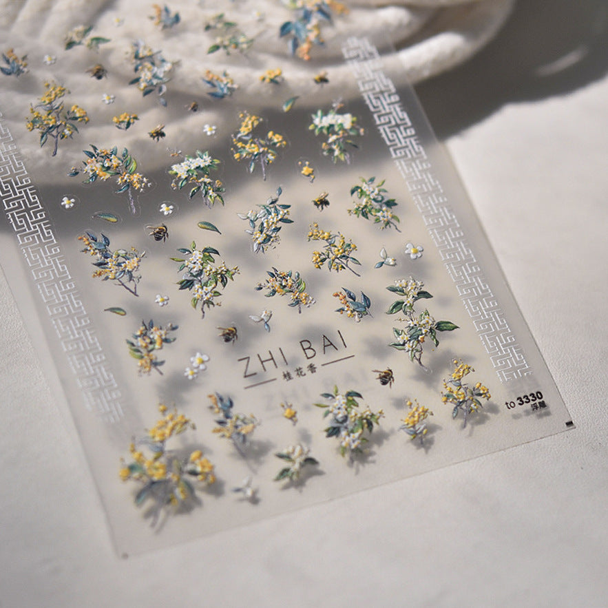 365nails: "Osmanthus Flower Embossed" – Nail Art Stickers