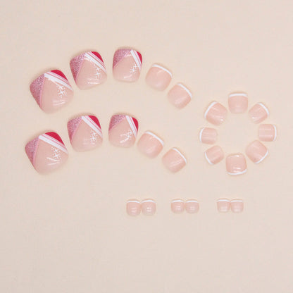 Unhas postiças triangulares em pó francês flash manicure de verão sweet spice girl especial Unhas postiças para unhas postiças nail wear｜365nails