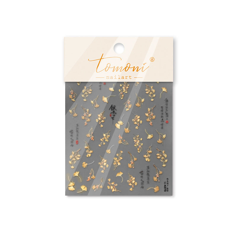 365nails: "Golden Ginkgo & Calligraphy" – nail art stickers