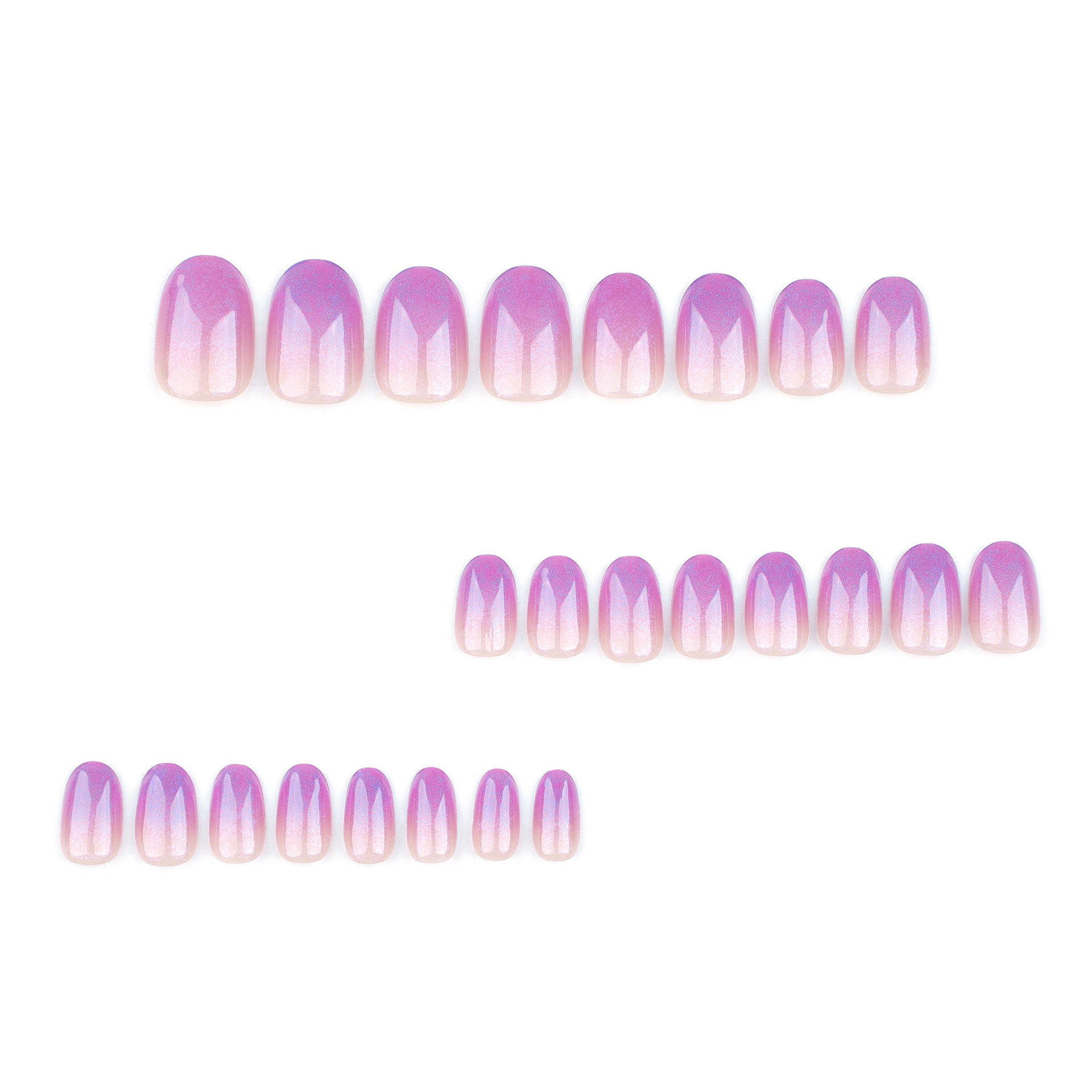 simple French purple press on nails  gradual change fake nail short round nail finished product wholesale｜365nails