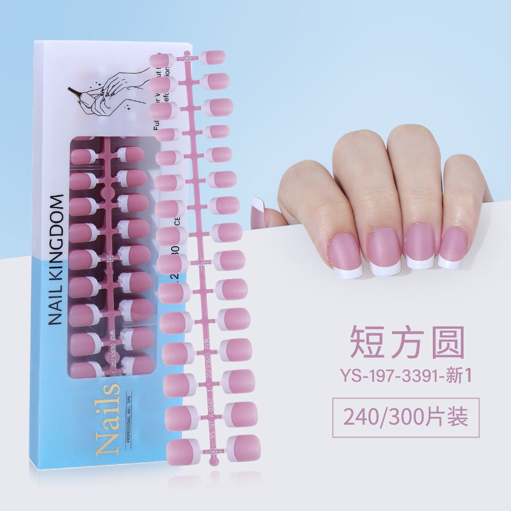 Nail Tips New  French press on nails 240 pieces boxed fake nail manicure work in progress matte full sticker French nail piece