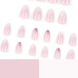 Simple French pink white gradual change wear nail art fake nail glitter removable wear nail short short tip nail piece｜365nails