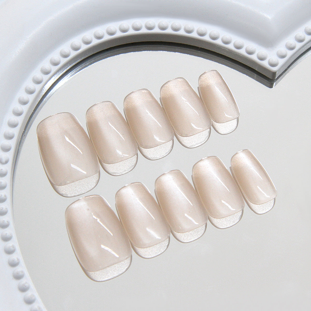 Nail Tips  prefabricated nail clear and simple temperament cat eye milk tea light brown sweet sister  ins wind press on nails art｜365nails
