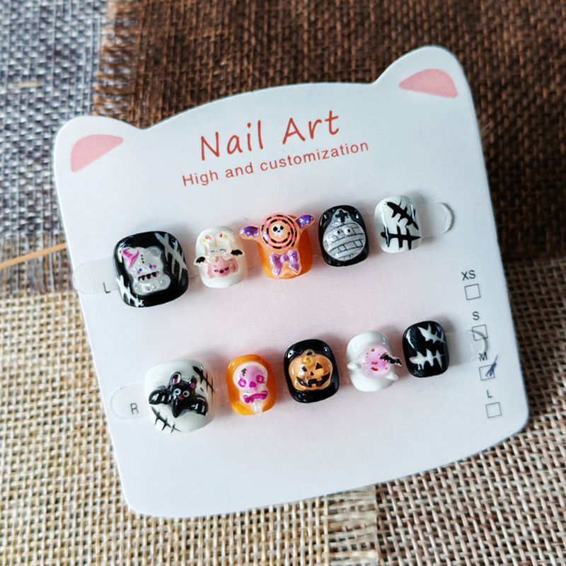 365nails-Série Infantil de Halloween Assustador: "Desfile de Monstros" – Nail Art Infantil Curta Quadrada