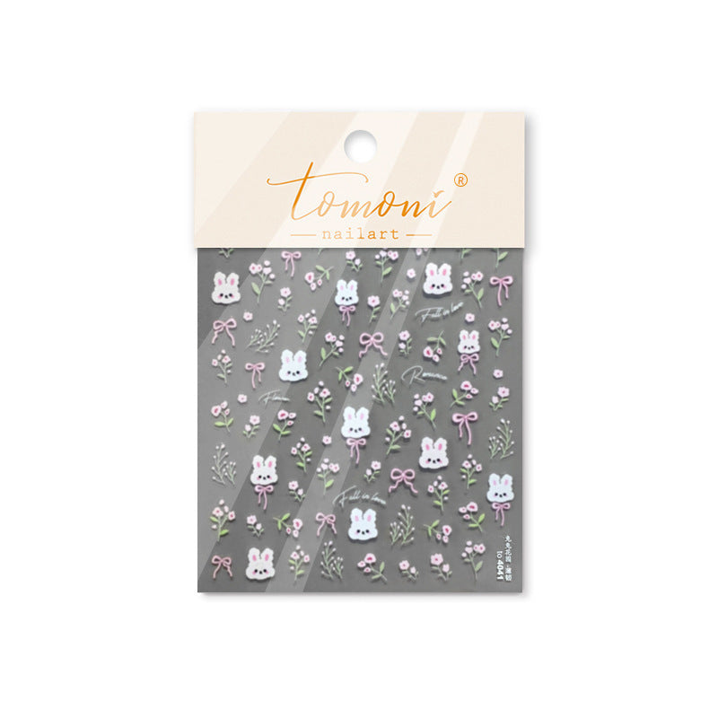 365nails: "Floral Bunny with Pink Bows" – nail art stickers