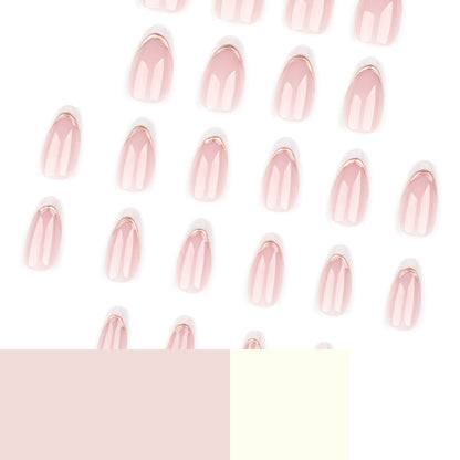 Manicura francesa blanca sencilla con rayas doradas 3D, acabado extraíble | 365nails