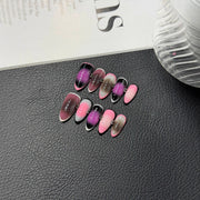 365nails: "Galactic Vibe" – 옴브레 & 캣아이 수제 코핀형 네일