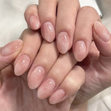 Soft Nude Sheer Glitter Glow Press On Nails