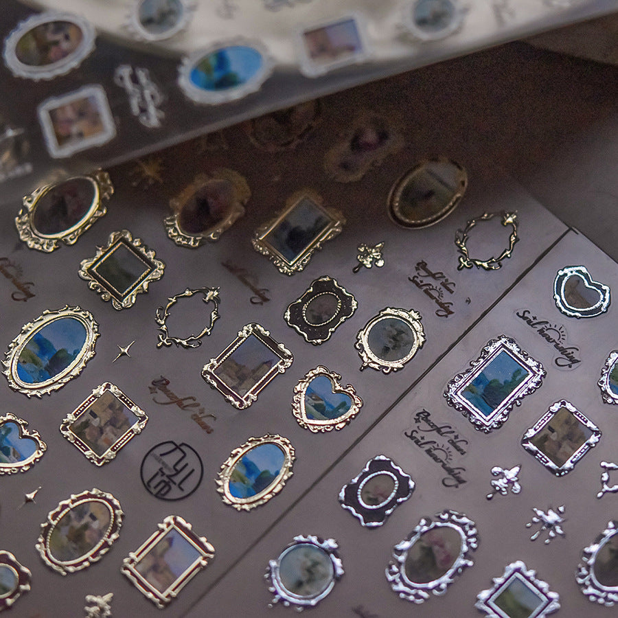 Vintage Frame Collection: "Antique Gallery" – 3D Metallic Nail Sticker
