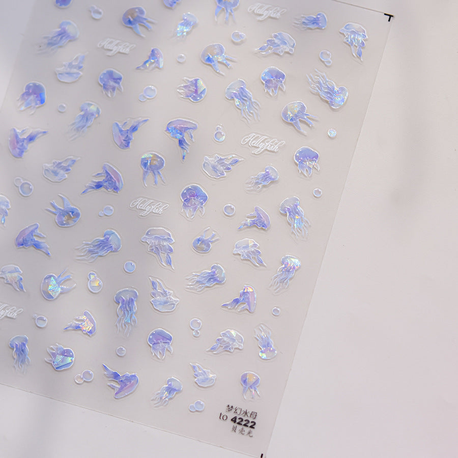 Dreamy Cloud: "Holographic Sky" – 3D Embossed Nail Sticker