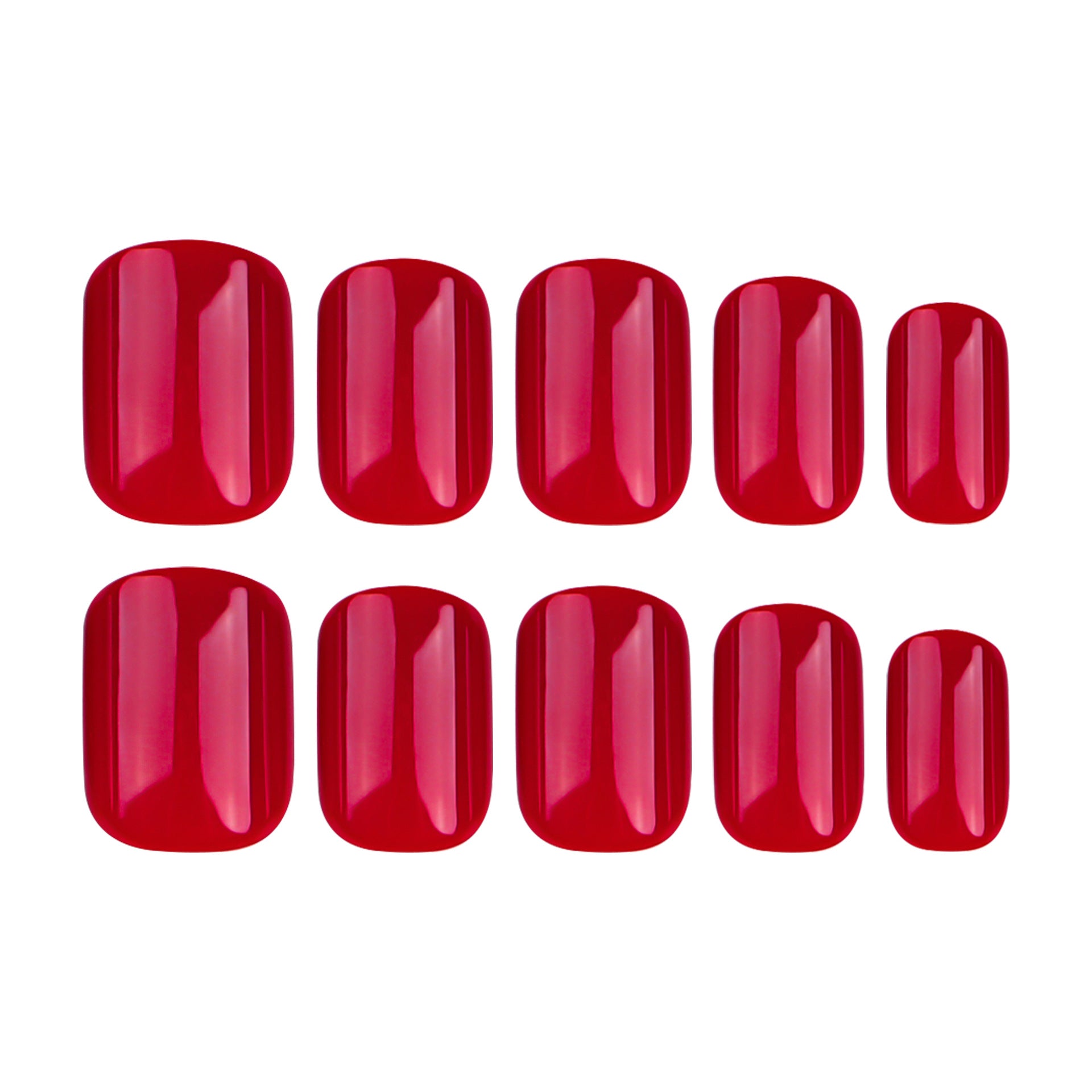 紅色短款方形經典純色穿戴甲 ｜365nails