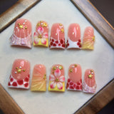 Autumn Blush Floral Duckbill Press On Nails