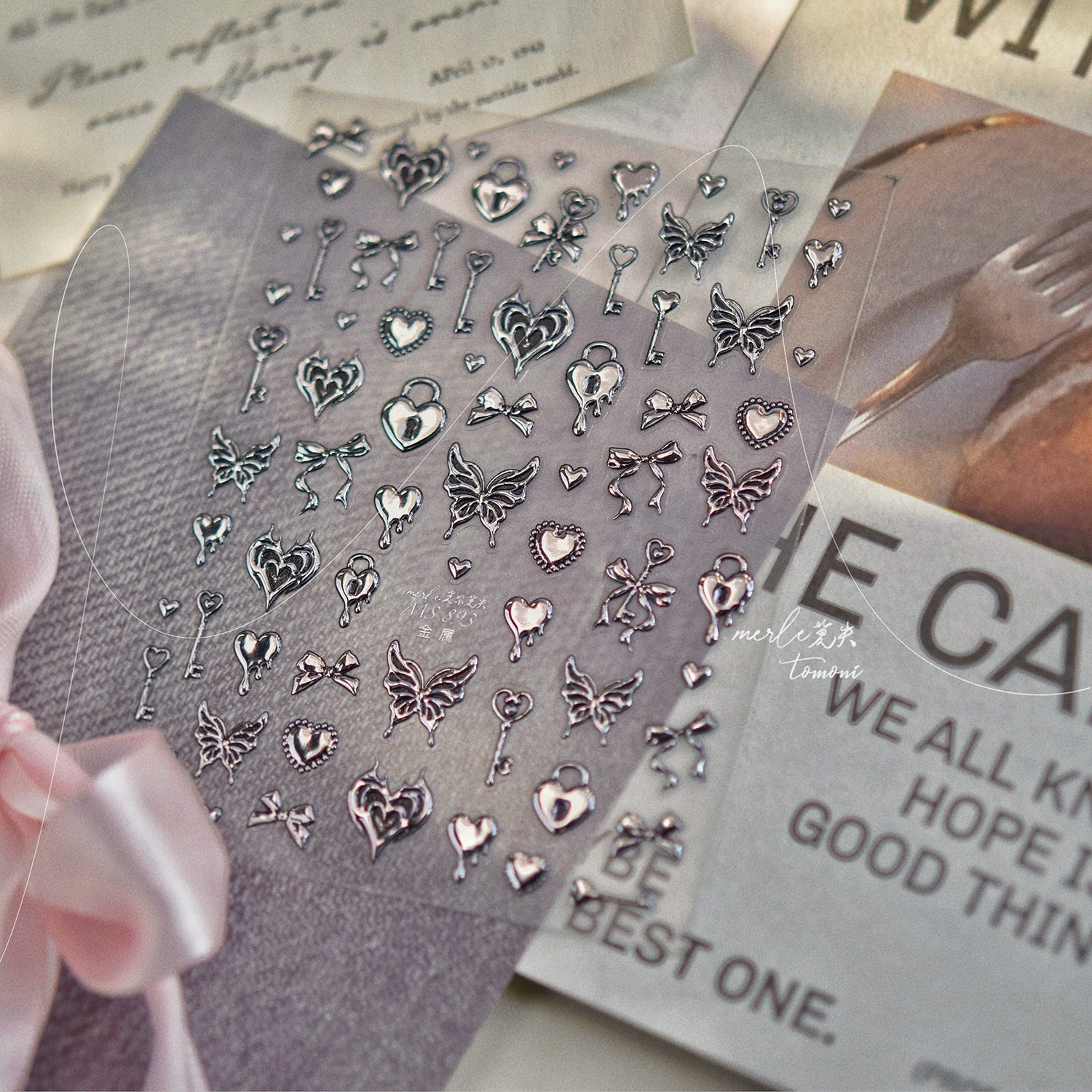 Vintage Gold Collection: "Antique Gold Charm" – 3D Embossed Nail Sticker
