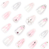 Sweet pink rose blush bow removable press-on nails