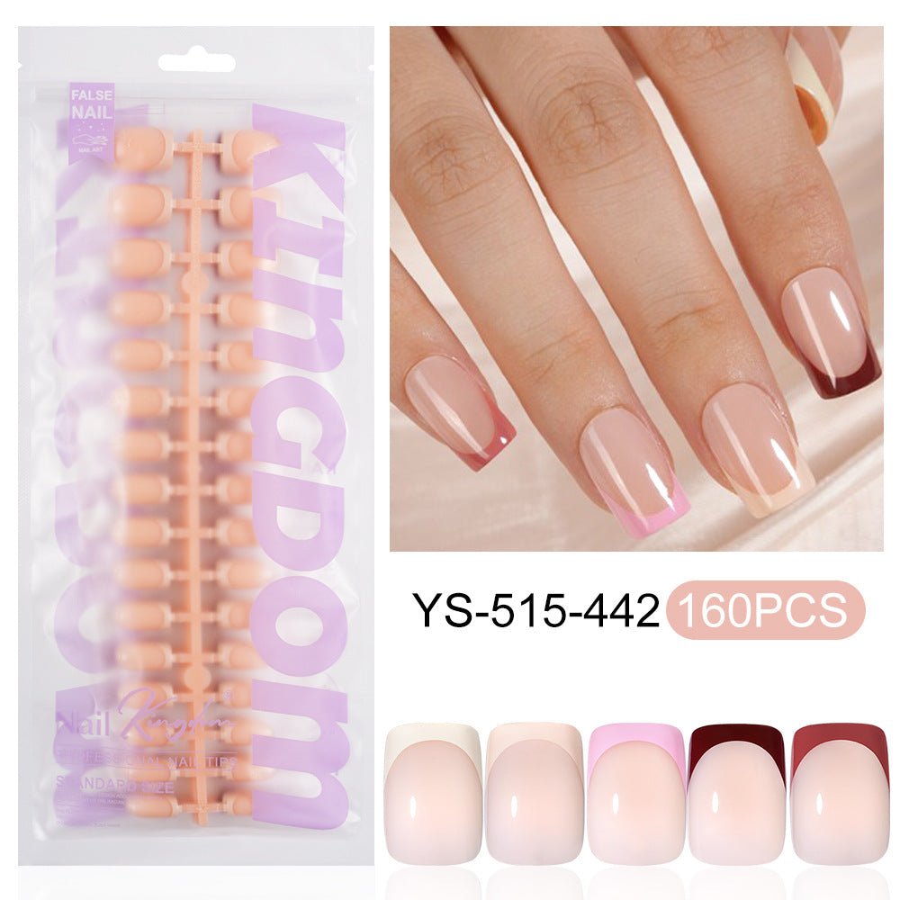 Nail Tips press on nails  explosion five-color French manicure glossy high-end square removable patch fake nail nail piece